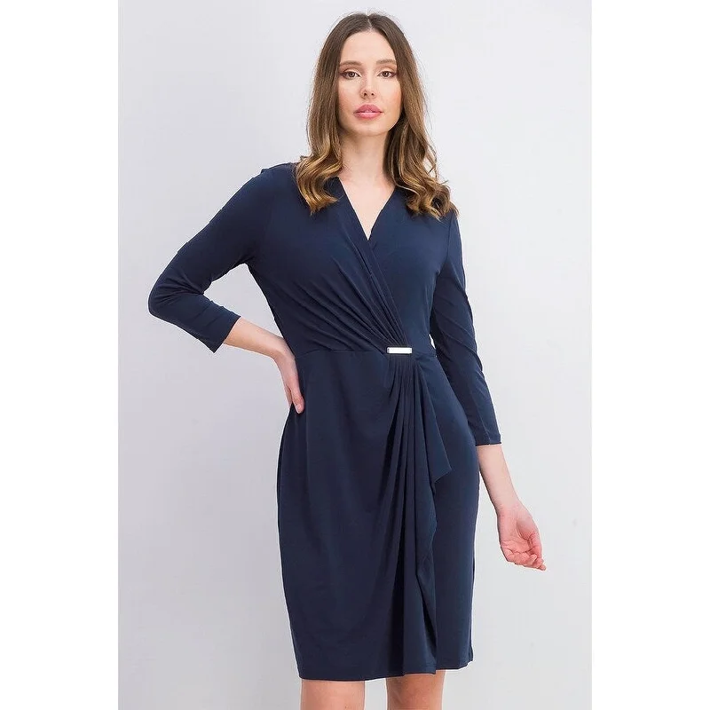 Charter Club Women's Hardware Faux-Wrap Dress Blue Size Large Artistic Women's Hand - painted Charter Club Women's Hardware Faux-Wrap Dress Blue Size Large Artistic Women's Hand - painted