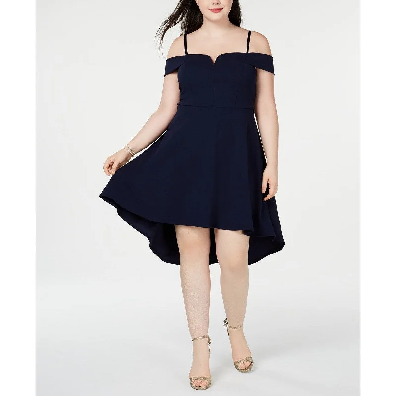 City Studios Women's Trendy Plus Size Cold-Shoulder High-Low Dress Black Size 18 Youthful Women's Anime - inspired City Studios Women's Trendy Plus Size Cold-Shoulder High-Low Dress Black Size 18 Youthful Women's Anime - inspired