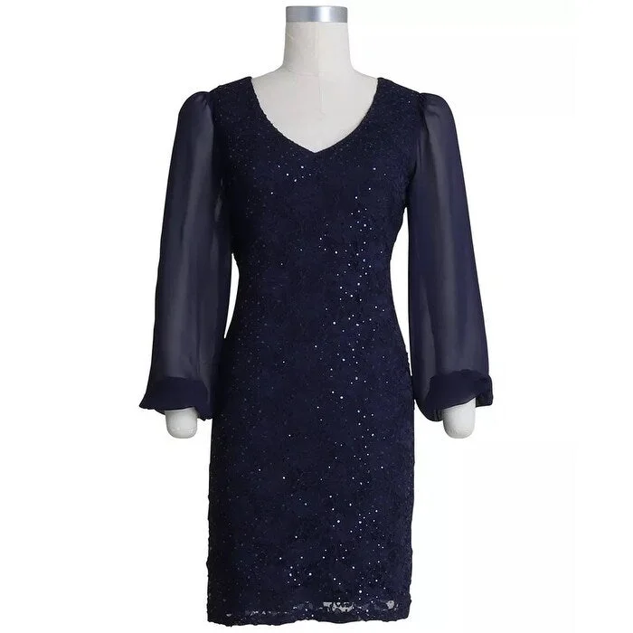 Connected Women's Plus Sequinned Lace Sheath Dress Navy Size 18W Refined Women's Velvet Connected Women's Plus Sequinned Lace Sheath Dress Navy Size 18W Refined Women's Velvet