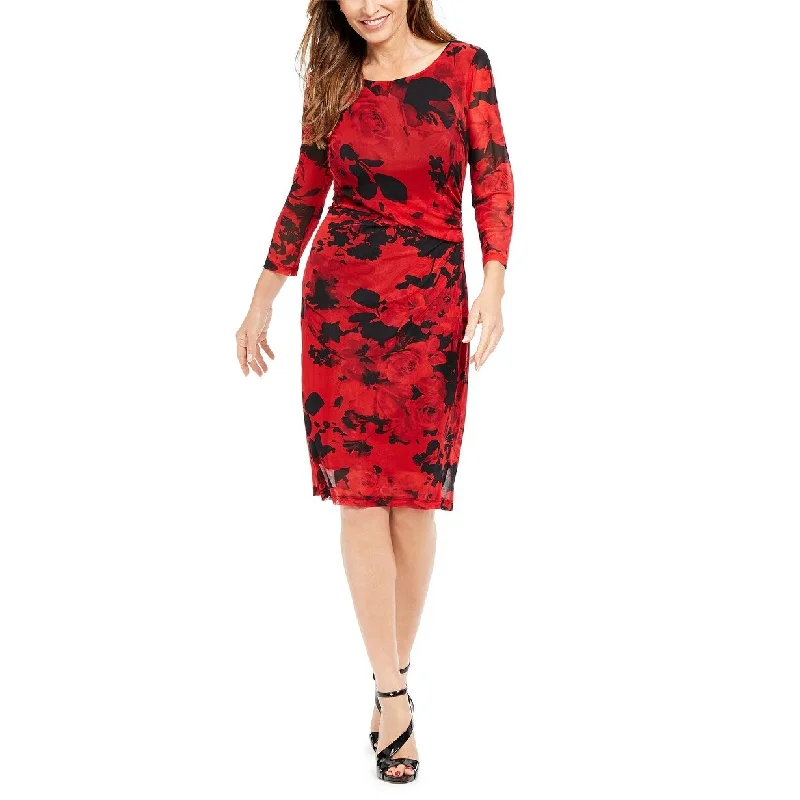 Connected Women's Printed Mesh Dress Red Size 18 Casual Women's Japanese 