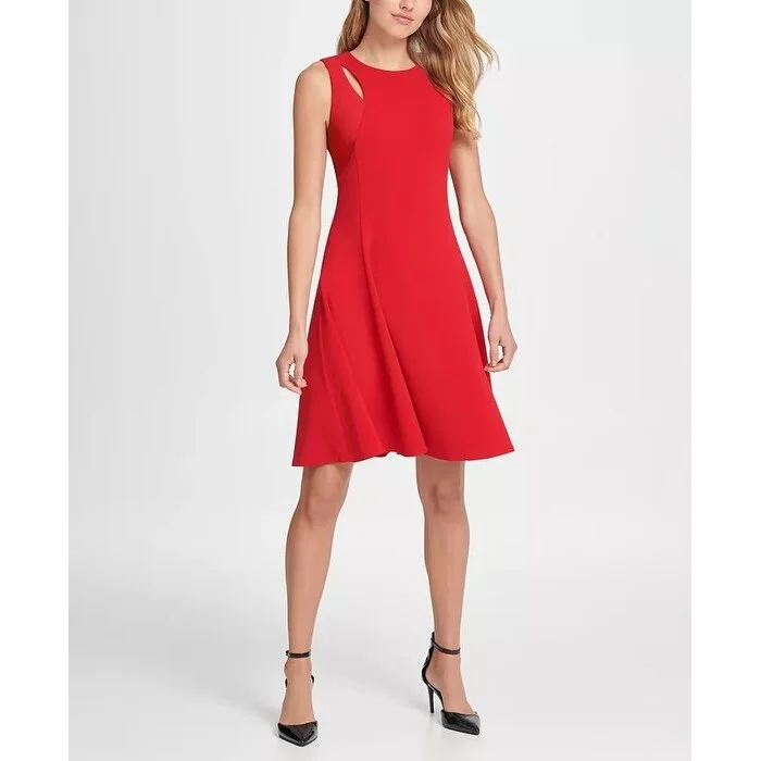 DKNY Women's Cutout Fit & Flare Dress Medium Red Size 12 European