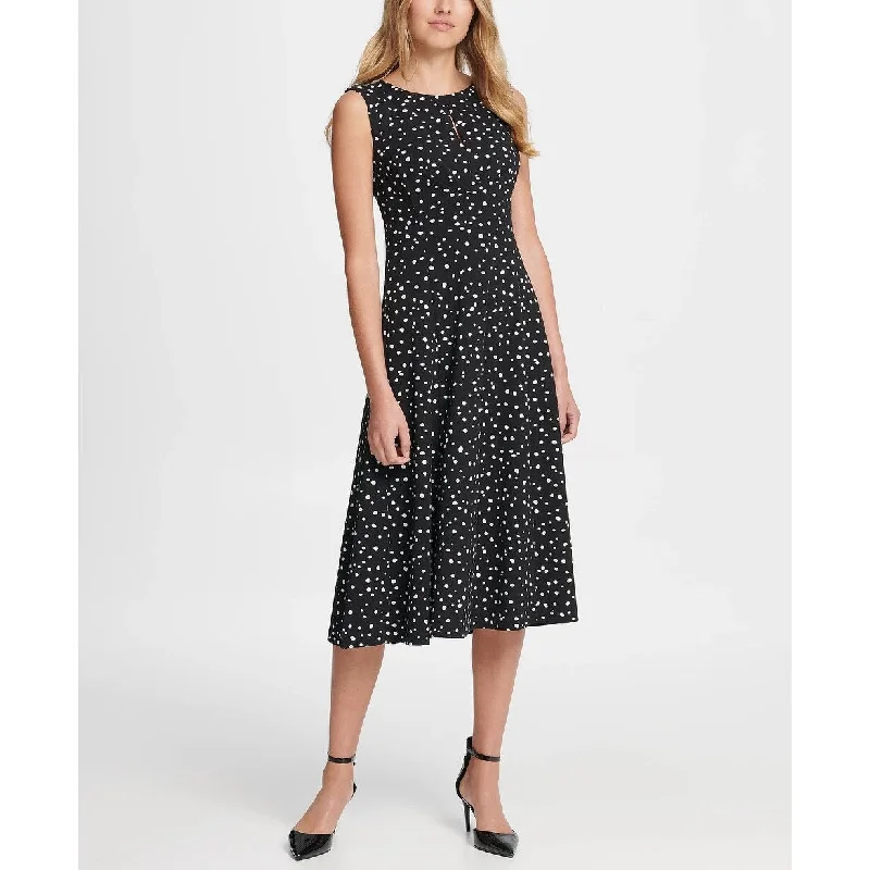 DKNY Women's Dot Print Pleated Empire Waist Midi Fit & Flare Dress Gray Size 14 Rugged Women's Outdoor DKNY Women's Dot Print Pleated Empire Waist Midi Fit & Flare Dress Gray Size 14 Rugged Women's Outdoor