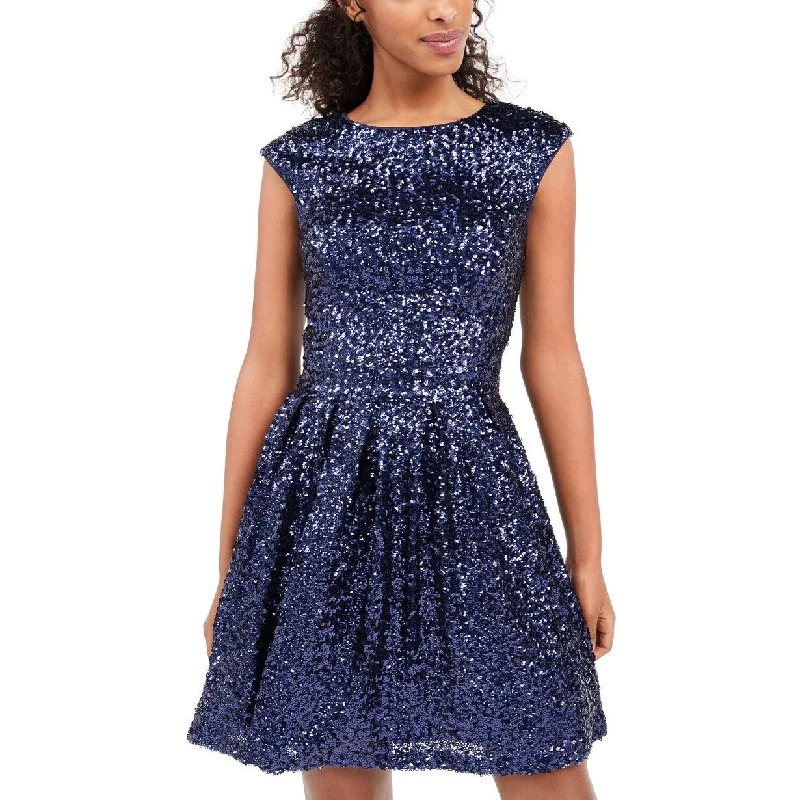 Emerald Sundae Juniors' Sequined Fit & Flare Dress Bright Blue Size Extra Large - X-Large Hip Women's Urban Emerald Sundae Juniors' Sequined Fit & Flare Dress Bright Blue Size Extra Large - X-Large Hip Women's Urban