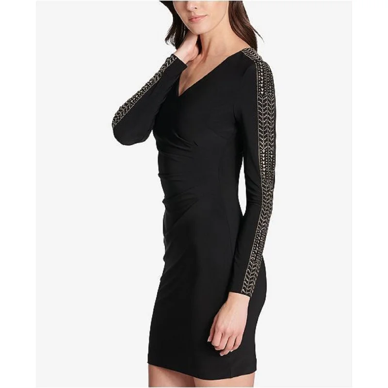 Guess Women's Studded Ruched Sheath Dress Black Size 12 Unique Women's Upcycled