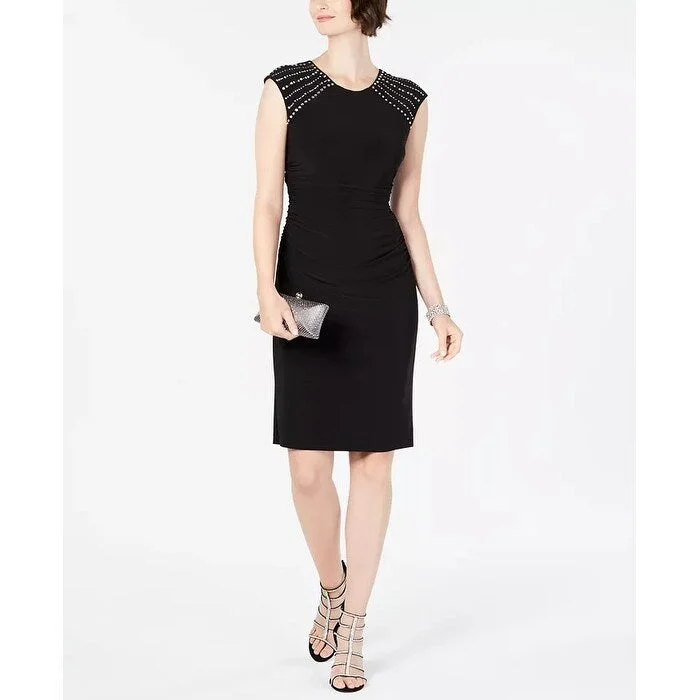 Jessica Howard Women's Embellished Sheath Dress Black Size 8 Relaxed Women's 