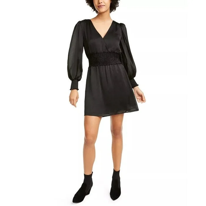 Leyden Women's Smocked Cowl-Back Dress Black Size Large Bold Women's Animal Print