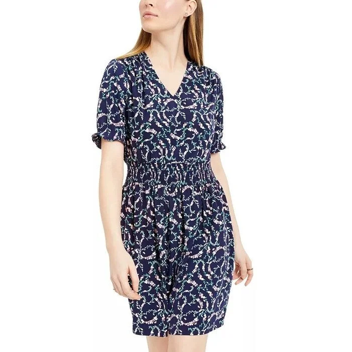 Maison Jules Women's Floral Print Smocked Waist Dress Navy Size Small Stylish Women's Tropical Maison Jules Women's Floral Print Smocked Waist Dress Navy Size Small Stylish Women's Tropical