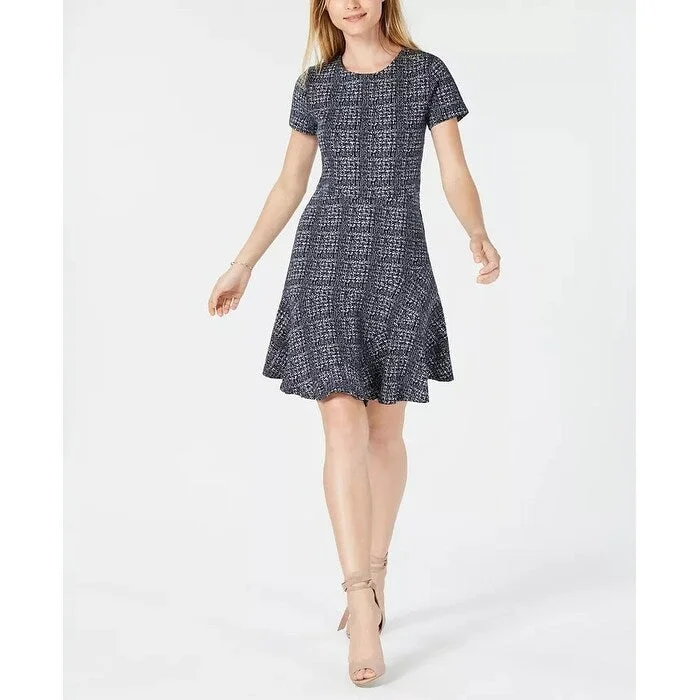 Maison Jules Women's Plaid Fit & Flare Dress Black Size Medium Stylish Women's Neon