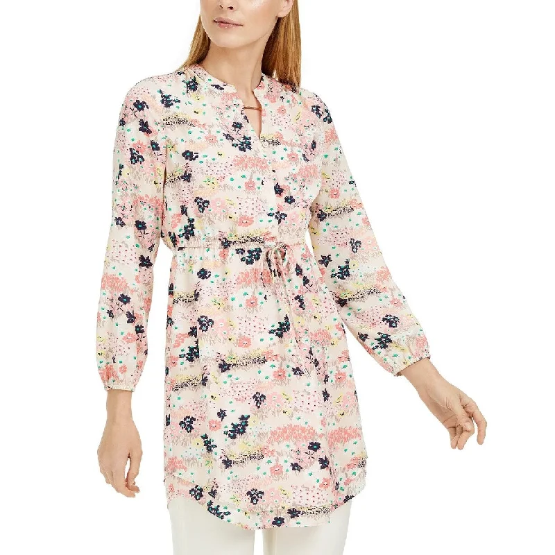 Maison Jules Women's Printed Drawstring Dress Pink Size Small Sleek Women's 