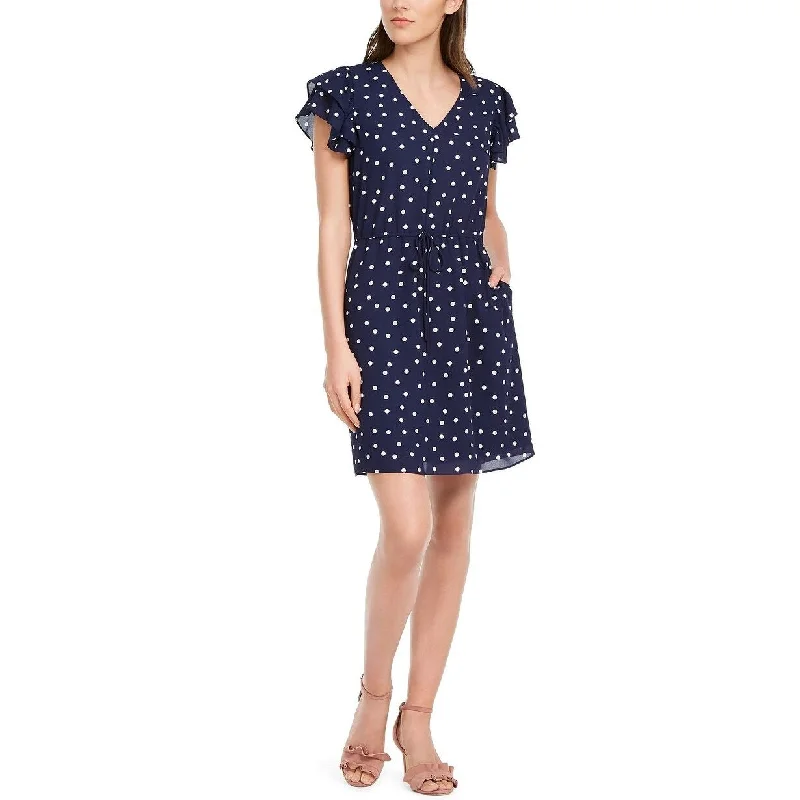 Maison Jules Women's Printed Flutter-Sleeve Dress Navy Size X-Large Cool Women's Distressed Maison Jules Women's Printed Flutter-Sleeve Dress Navy Size X-Large Cool Women's Distressed