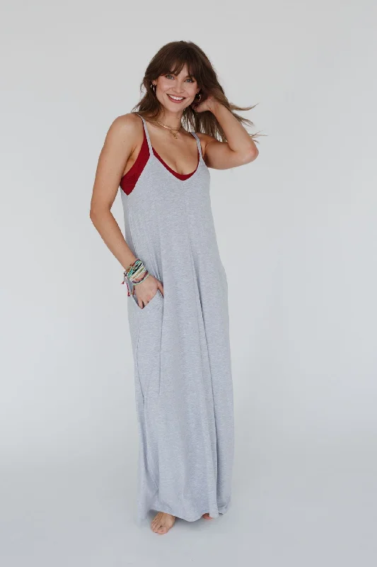 Perfection Pocket Maxi Dress - Heather Gray Practical Women's Multi - 