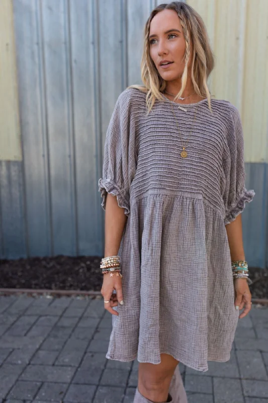 Quinn Puff Sleeve Mini Dress - Ash Contemporary 