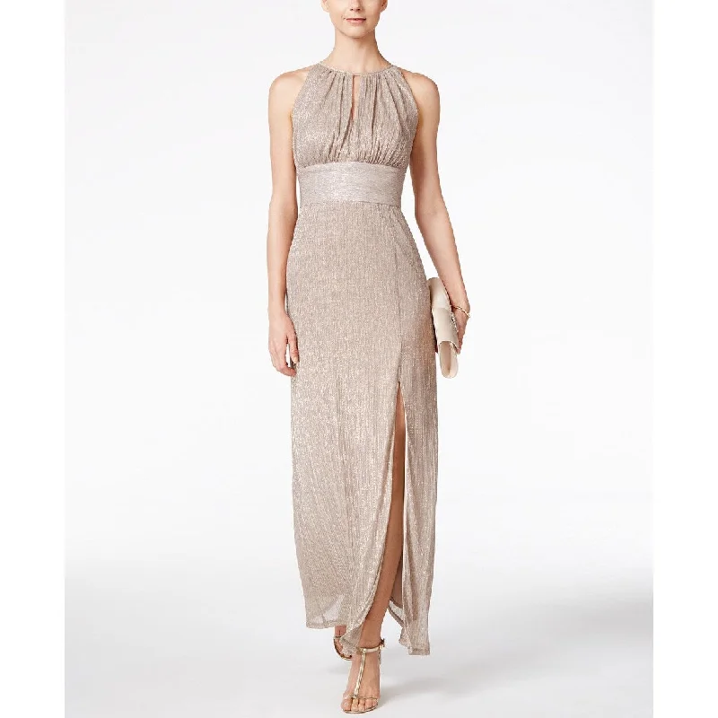 R & M Richards Women's Metallic Knit Keyhole Halter Gown Gold Size 18 Youthful Women's Pop R & M Richards Women's Metallic Knit Keyhole Halter Gown Gold Size 18 Youthful Women's Pop