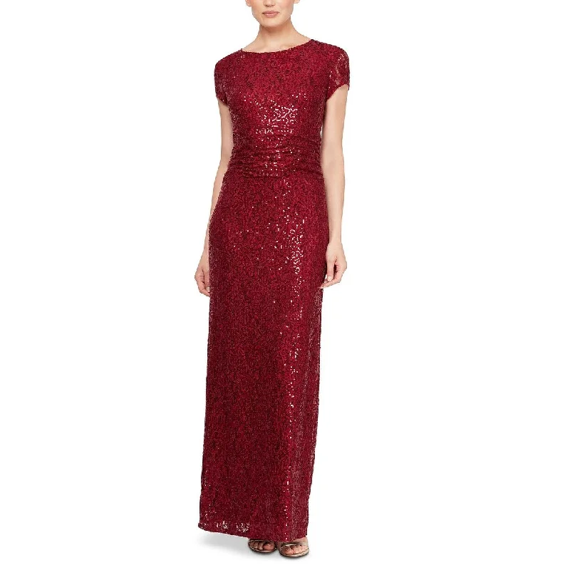 SL Women's Fashions Sequined Lace Gown Red Size 10 European