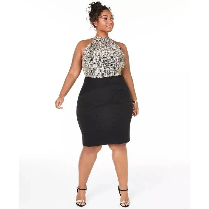 Teeze Me Women's Trendy Animal Print Bodycon Dress Black Size 24 Elegant Women's 