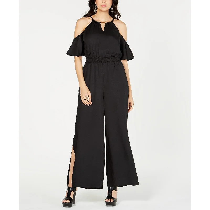 Thalia Sodi Women's Cold-Shoulder Wide-Leg Jumpsuit Black Size Medium Sleek Women's Metallic Thalia Sodi Women's Cold-Shoulder Wide-Leg Jumpsuit Black Size Medium Sleek Women's Metallic