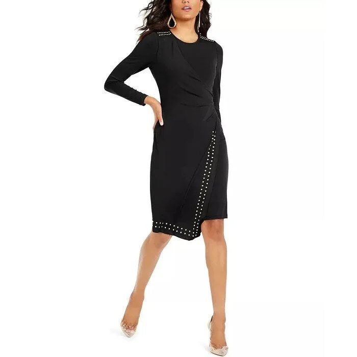 Thalia Sodi Women's Studded Wrap Sheath Dress Black Size Small performance