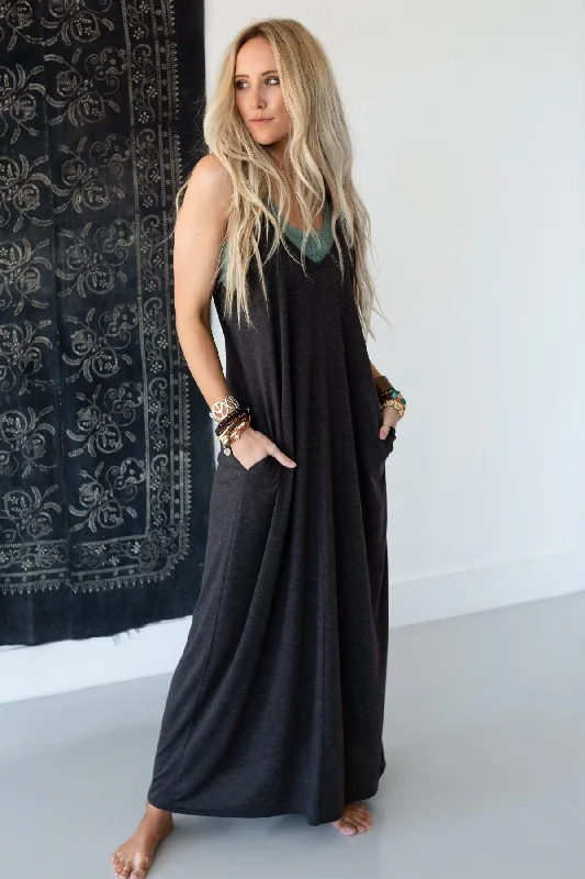 The Perfect Maxi Dress - Charcoal Luxurious Women's High -  end