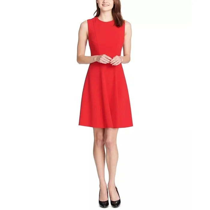 Tommy Hilfiger Women's Fit & Flare Dress Medium Red Size 16 Traditional Women's Wool Tommy Hilfiger Women's Fit & Flare Dress Medium Red Size 16 Traditional Women's Wool