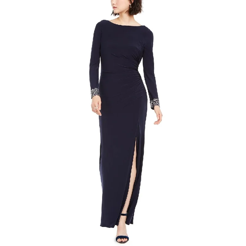 Vince Camuto Women's Embellished Draped Back Gown Navy Size 4 Gym