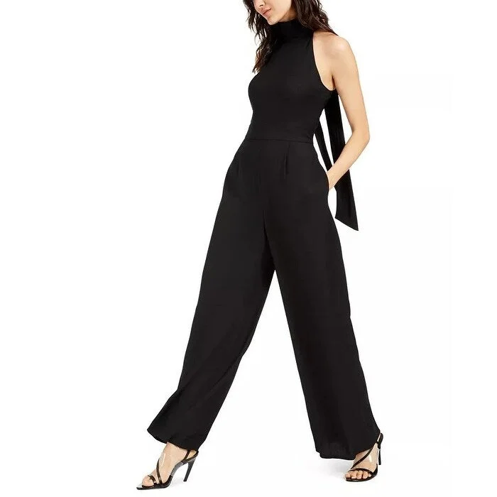 Vince Camuto Women's Tie-Back Halter Jumpsuit Black Size 12 Monochromatic Office Style Vince Camuto Women's Tie-Back Halter Jumpsuit Black Size 12 Monochromatic Office Style