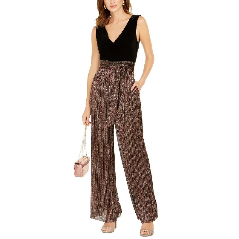 Vince Camuto Women's Velvet & Glitter Striped Jumpsuit Charcoal Size 6 Athletic Women's Vince Camuto Women's Velvet & Glitter Striped Jumpsuit Charcoal Size 6 Athletic Women's