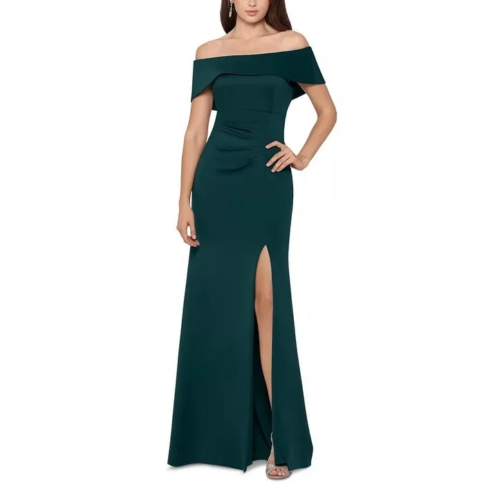 XSCAPE Women's Off The Shoulder Gown Dark Green Size 12 Australian Beach