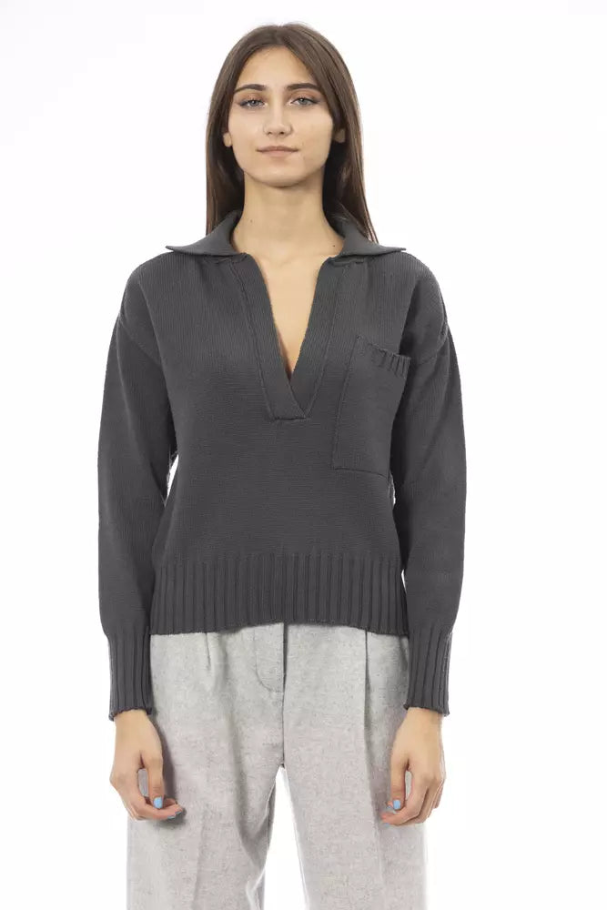 Alpha Studio  Wool Women's Sweater Cozy Women's Sherpa - lined