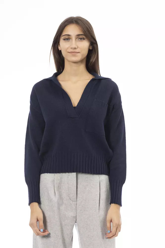 Alpha Studio  Wool Women's Sweater Monochromatic Office Style