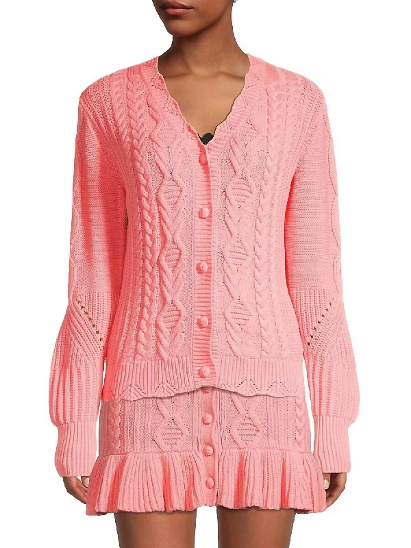 Anselma Cardigan In Powder Blush Luxurious Women's High -  end