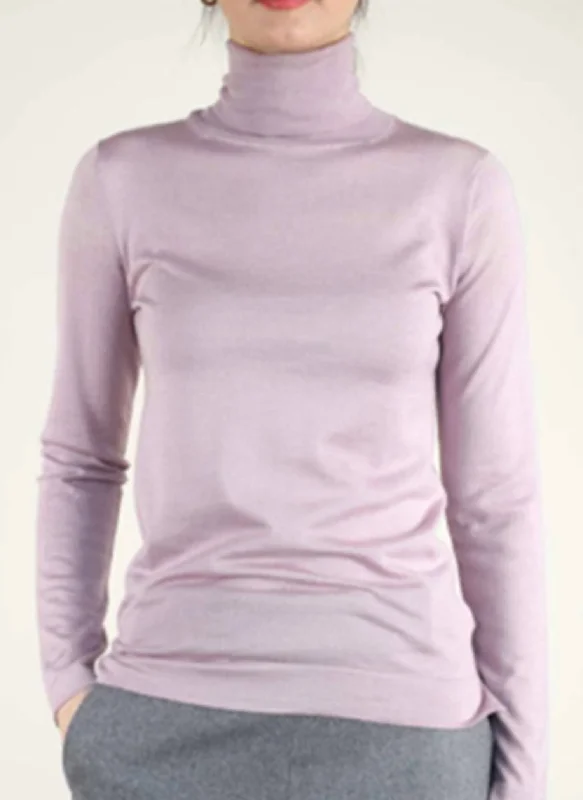 Basic Cashmere Silk Sweater In Lilac Australian Beach