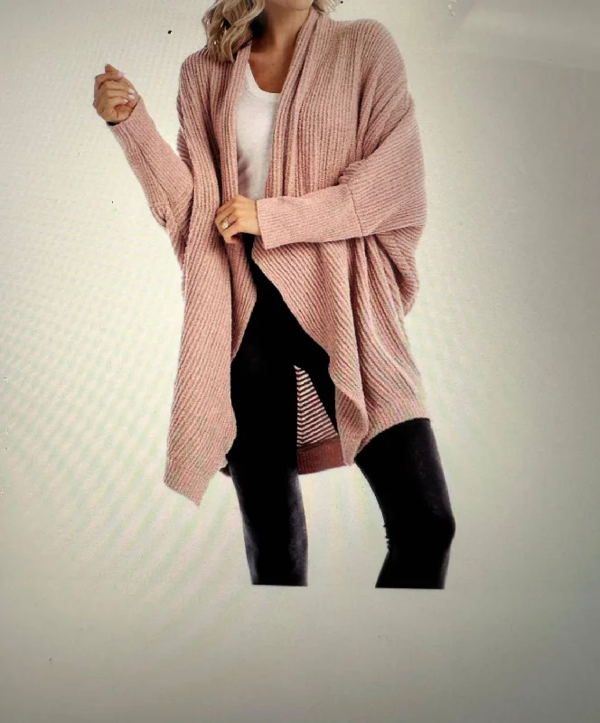 Bonnie Draped Cardigan In Pink Sleek Women's 