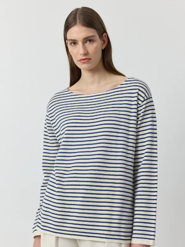 Breton Long Sleeve Tee - White/Indigo Traditional Women's Wool