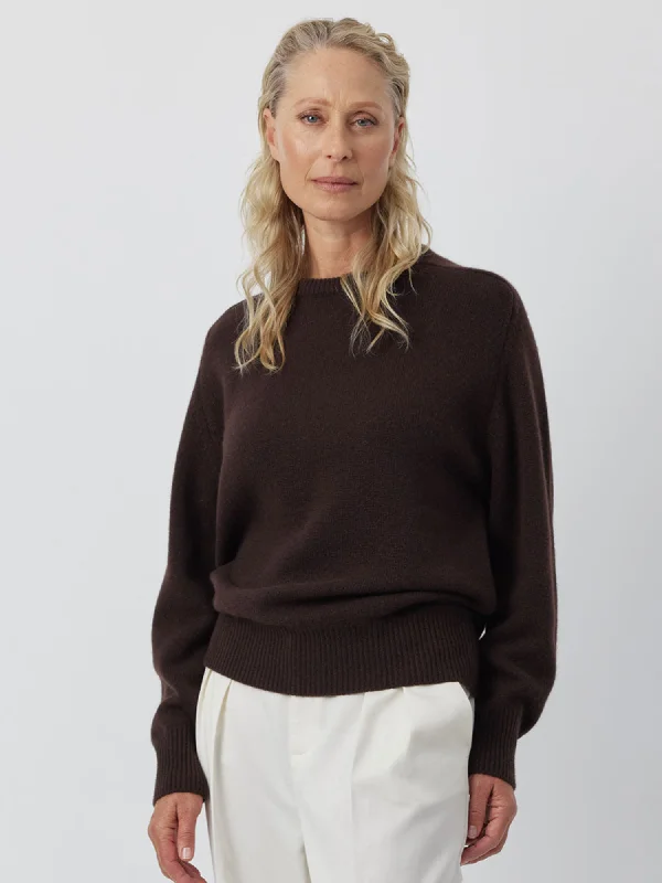 Cashmere Boyfriend Saddle Sweater - Cacao French