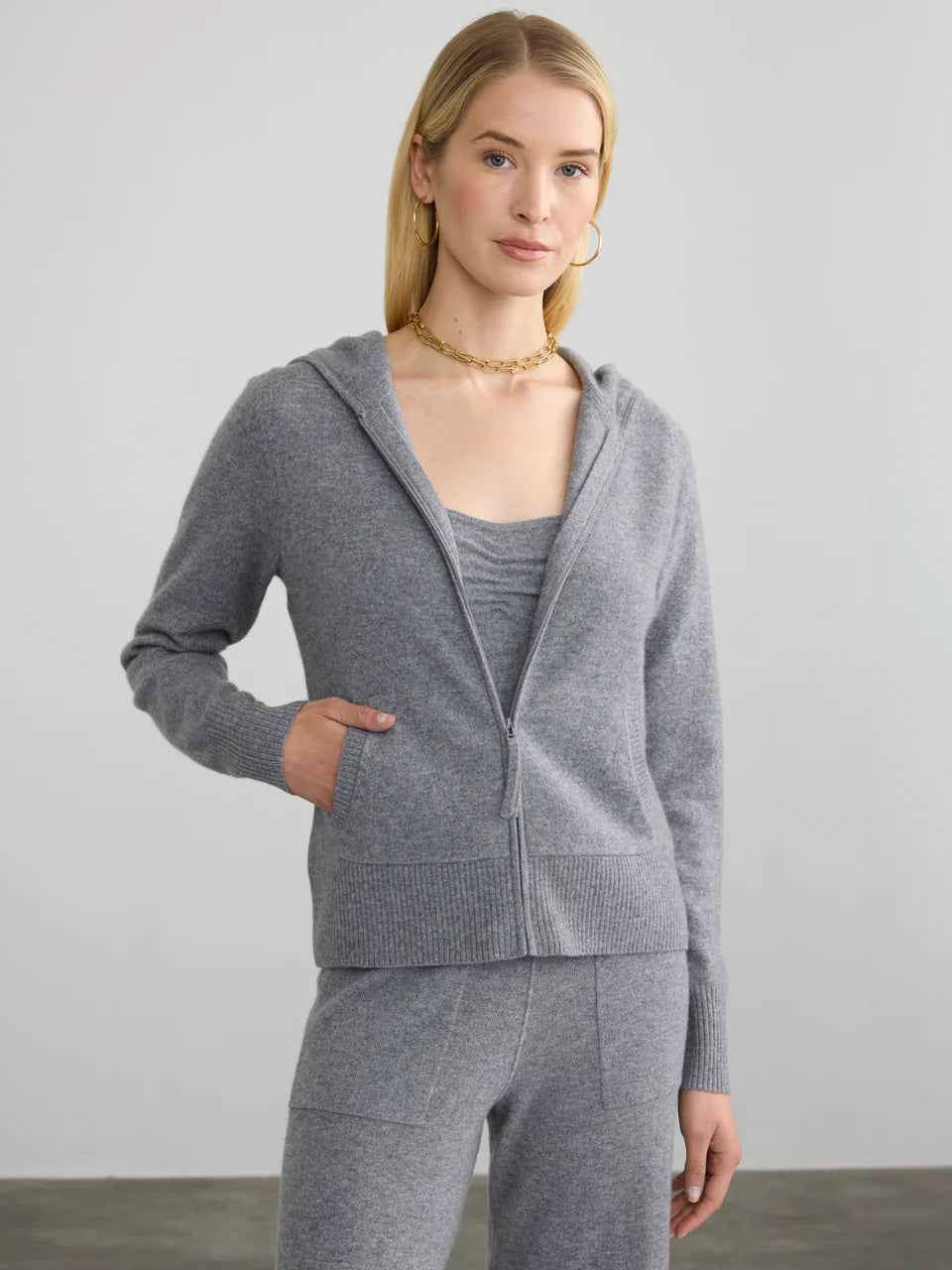 Cashmere Fitted Hoodie in Derby Edgy Women's Punk