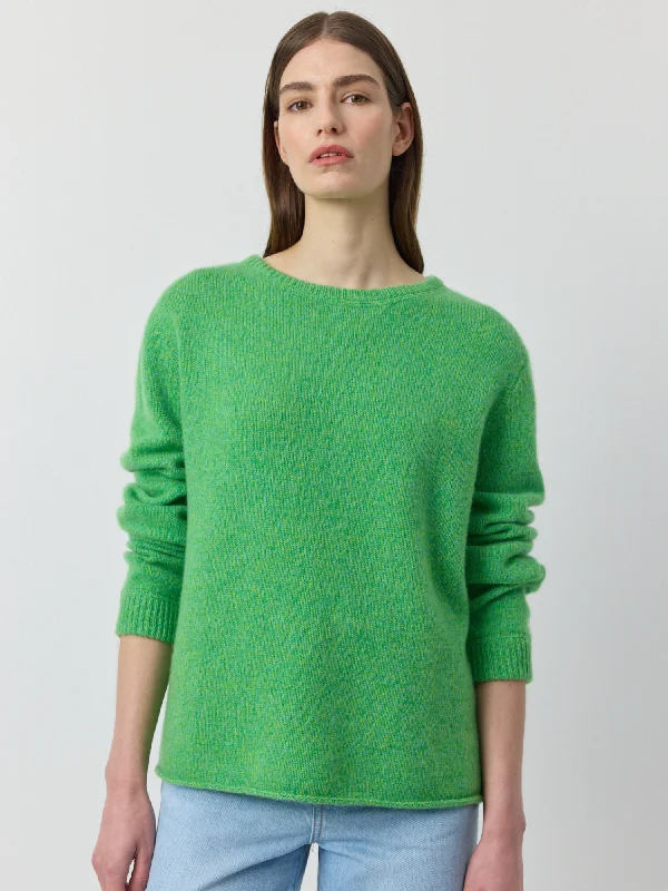 Cashmere Relaxed 5gg Crew - Green Melange Modern Women's 