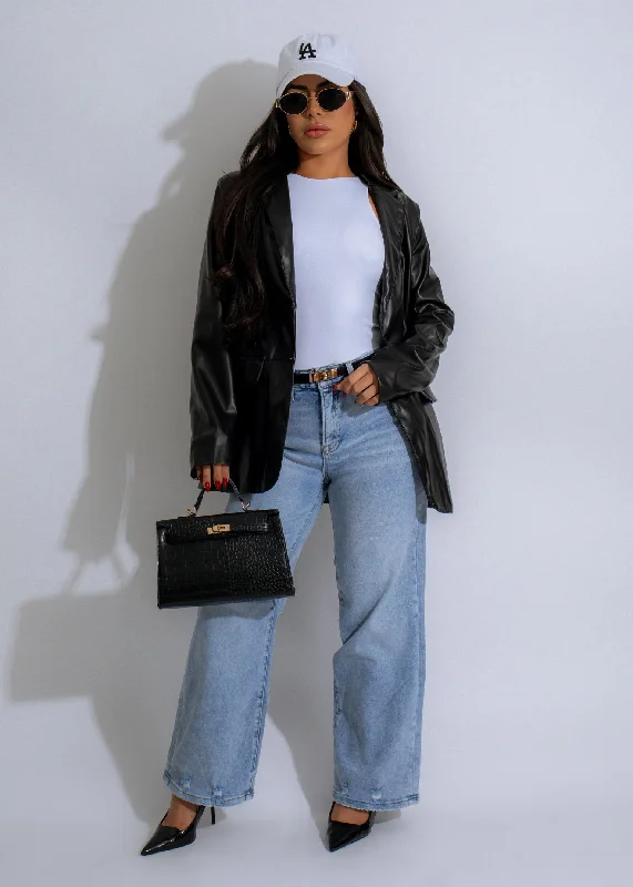 Catching Looks Faux Leather Jacket Black Australian Beach
