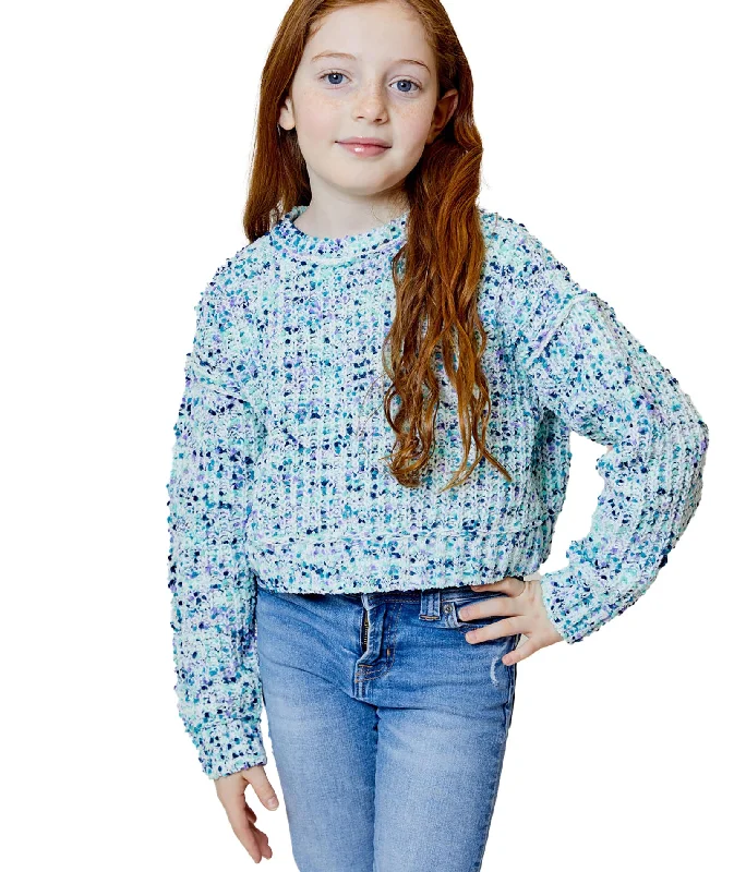 Design History Girls Dashing Blue Combo Sweater Sustainable Organic