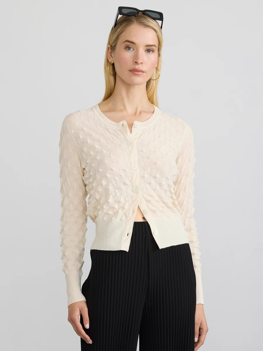 DIMENSIONAL Button Down Cardigan in Ivory Contemporary 