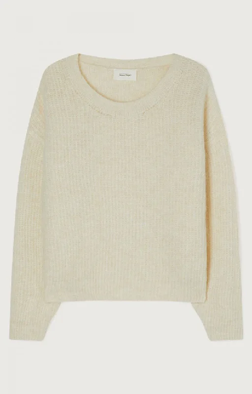 EAST Crew Neck Sweater in Mother of Pearl Melange Feminine Women's Soft 