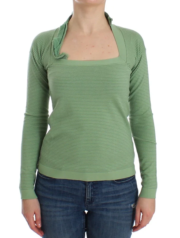 Ermanno Scervino  Wool Blend Striped Long Sleeve Women's Sweater Geometric