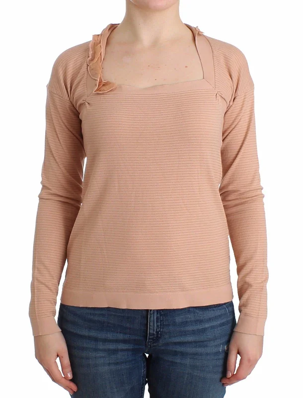 Ermanno Scervino  Wool Blend Striped Long Sleeve Women's Top Geometric