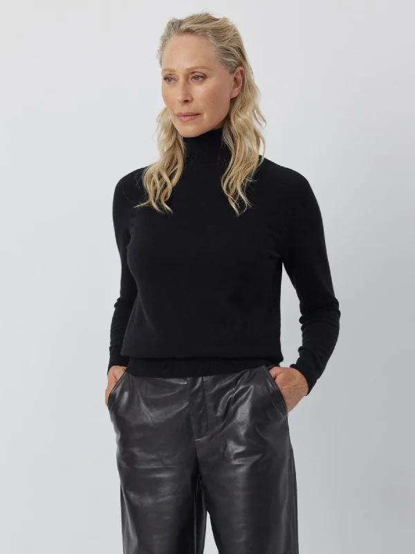 Essential Cashmere Roll Neck - Black Earthy Women's Hemp - based