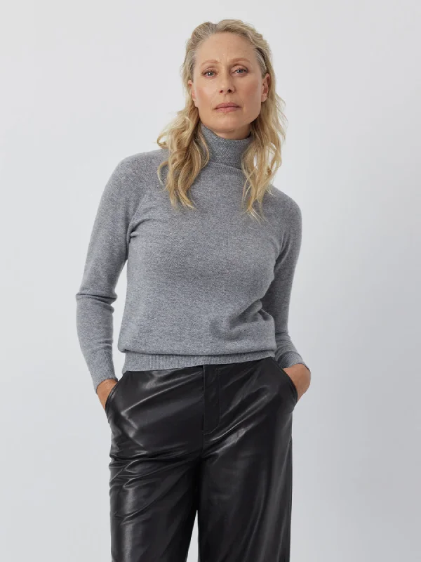 Essential Cashmere Roll Neck - Dark Grey Melange Streetwear Style for 