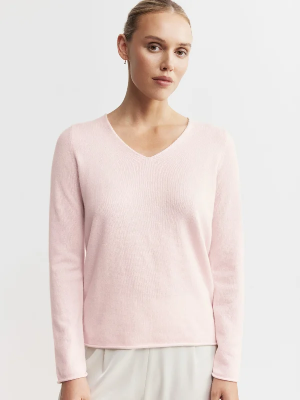 Essential Cashmere V Sweater - Pale Pink Adventure