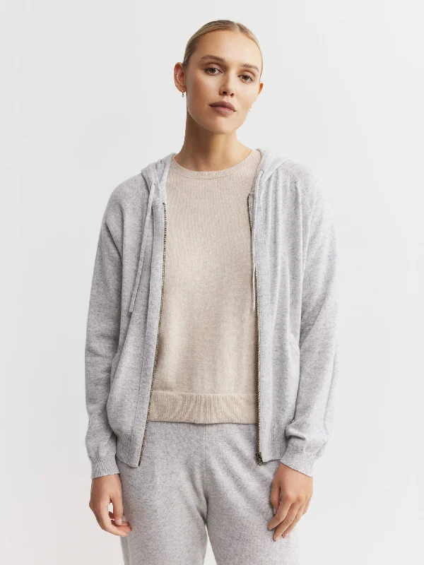 Essential Cashmere Zip Hoodie - Grey Melange Practical Women's Multi - 