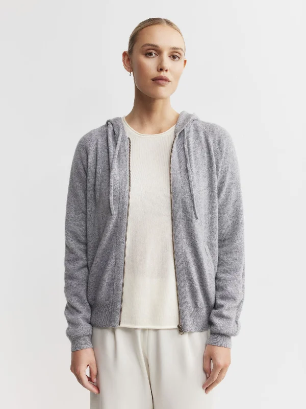 Essential Cashmere Zip Hoodie - Dark Grey Melange Casual Women's Japanese 