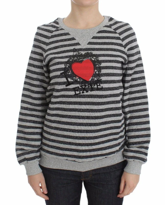 Exte  Striped Cotton Crewneck Women's Sweater Sporty Women's Tennis