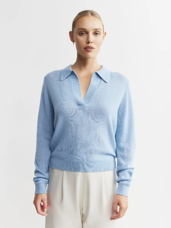 Featherweight Cashmere Polo - Malibu Blue Monochromatic All - in - one