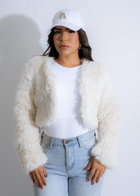 Frostbite Fuzz Jacket White Laid - back Women's Style